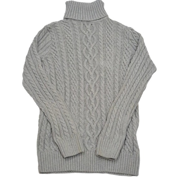 JEANNE PIERRE Sweaters - Jeanne Pierre Gray 100% Cotton Cable Knit Turtleneck Knit Sweater Size S